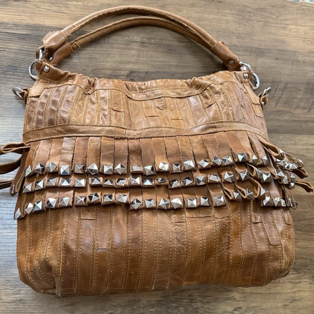 AmeriLeather Tutu Studded Leather Patchwork Shoulder Bag With Purse